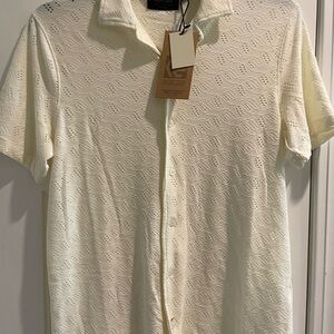 INDICODE men’s open knit cream colored shirt. INJerry. Baumwalle cotton. NWT.